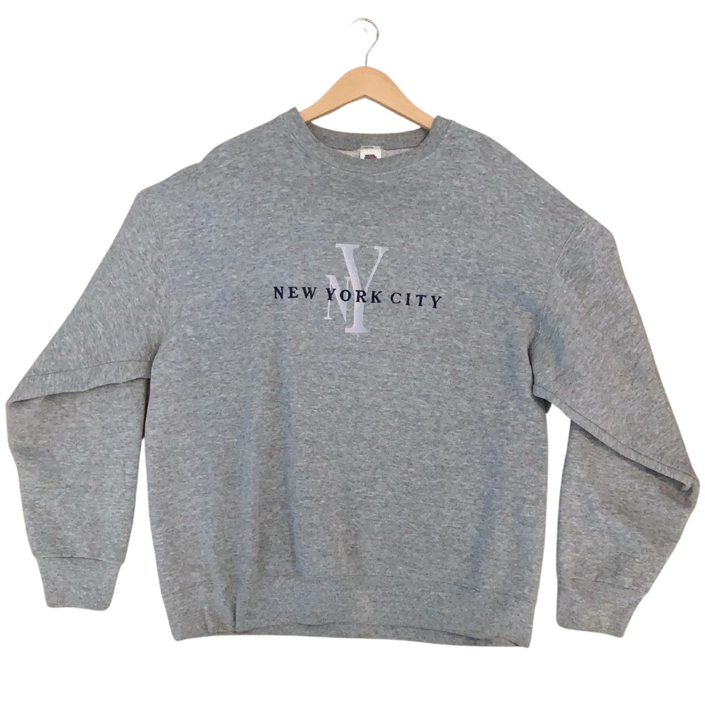 Vintage Fruit Of The Loom Sweatshirt Mens XL NYC Crew Neck Long Sleeve Y2K